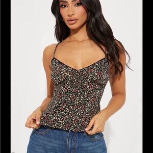 Fashion Nova Black Floral Camisole
